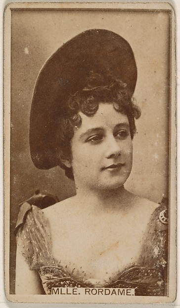 Mlle Rordame, from the Actresses series (N245) issued by Kinney Brothers to promote Sweet Caporal Cigarettes