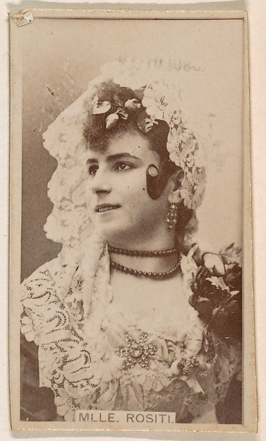 Mlle. Rositi, from the Actresses series (N245) issued by Kinney Brothers to promote Sweet Caporal Cigarettes