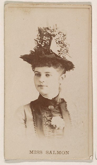 Miss Salmon, from the Actresses series (N245) issued by Kinney Brothers to promote Sweet Caporal Cigarettes