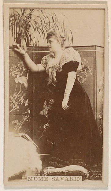 Mdme Savarin, from the Actresses series (N245) issued by Kinney Brothers to promote Sweet Caporal Cigarettes