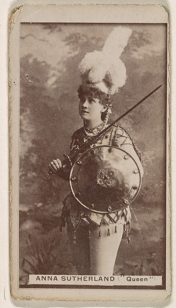 Miss Anna Sutherland as "Queen," from the Actresses series (N245) issued by Kinney Brothers to promote Sweet Caporal Cigarettes
