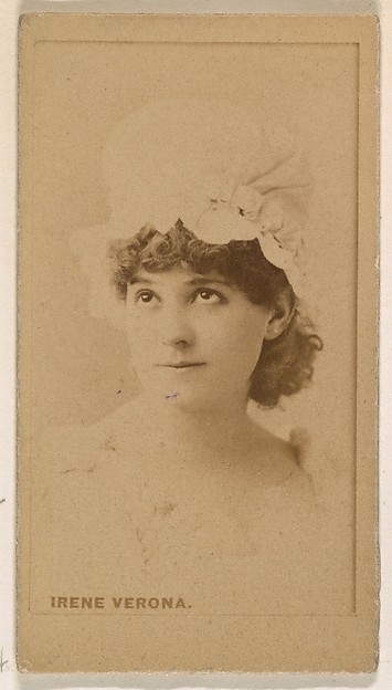Irene Verona, from the Actresses series (N245) issued by Kinney Brothers to promote Sweet Caporal Cigarettes