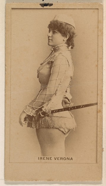 Irene Verona, from the Actresses series (N245) issued by Kinney Brothers to promote Sweet Caporal Cigarettes