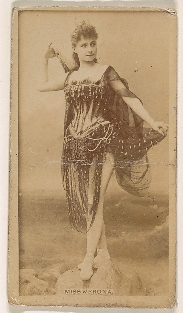 Irene Verona, from the Actresses series (N245) issued by Kinney Brothers to promote Sweet Caporal Cigarettes