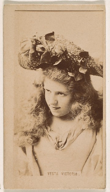 Vesta Victoria, from the Actresses series (N245) issued by Kinney Brothers to promote Sweet Caporal Cigarettes