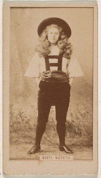 Vesta Victoria, from the Actresses series (N245) issued by Kinney Brothers to promote Sweet Caporal Cigarettes