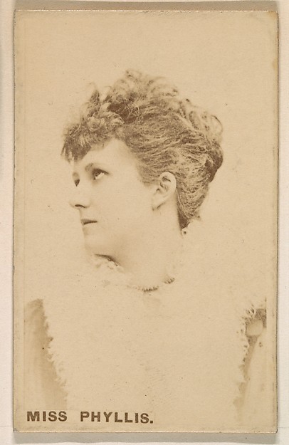 Miss Phyllis, from the Actresses series (N246), Type 1, issued by Kinney Brothers to promote Sporting Extra Cigarettes