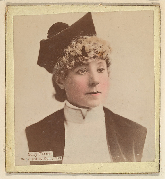 Nelly Farren, from the Actresses series (N246), Type 2, issued by Kinney Brothers to promote Sporting Extra Cigarettes