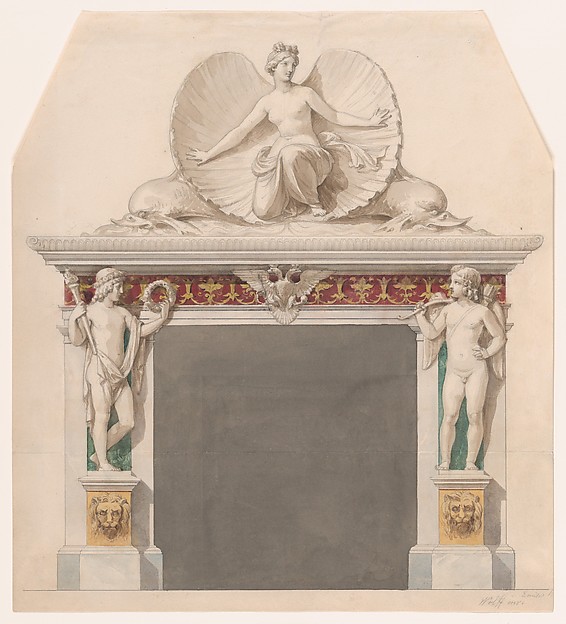 Design for a Chimney piece decorated with figures of Venus and Cupid