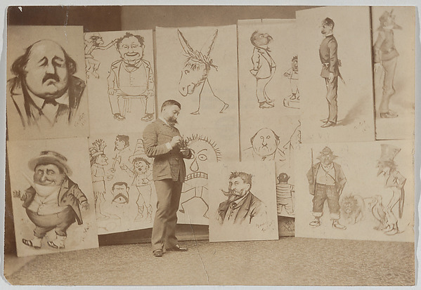 Full-length Portrait of Thomas Nast with a Group of Caricatures