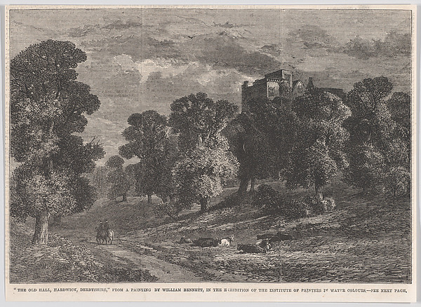 The Old Hall, Hardwick, Derbyshire, from "Illustrated London News"