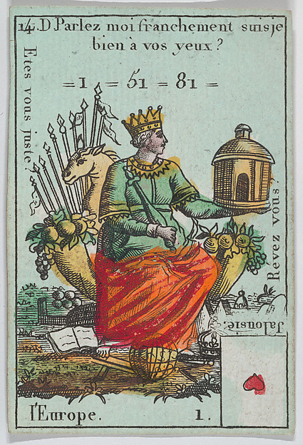 Allegory of Europe, from playing cards "Jeu d'Or"