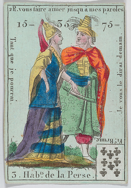 Hab.ts de la Perse from Playing cards "Jeu d'Or" by Anonymous, French, 18th century, The Metropolitan Museum of Art