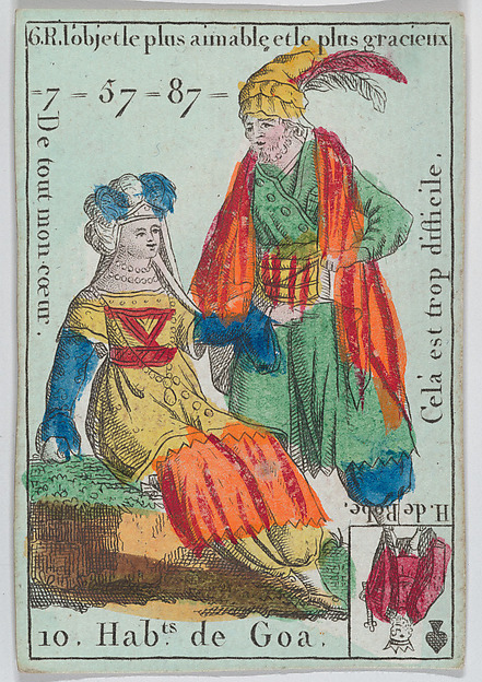 Hab.ts de Goa from playing cards "Jeu d'Or" by Anonymous, French, 18th century, The Metropolitan Museum of Art