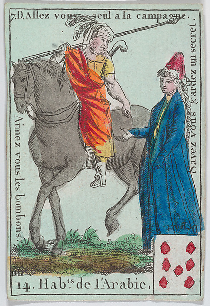 Hab.ts de l' Arabie from playing cards "Jeu d'Or" by Anonymous, French, 18th century, The Metropolitan Museum of Art