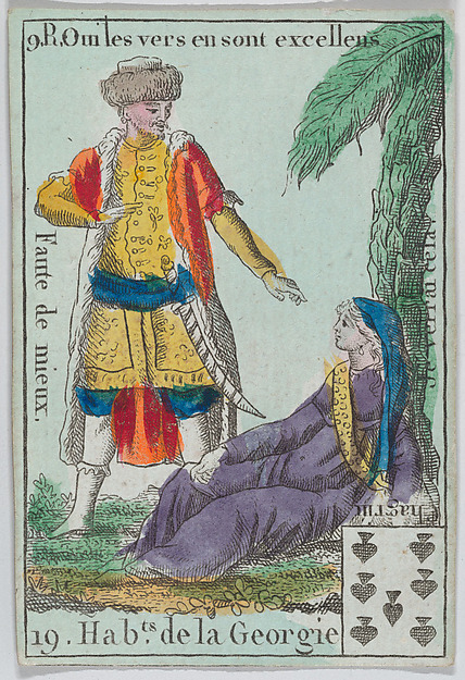 Hab.ts de la Georgie from playing cards "Jeu d'Or" by Anonymous, French, 18th century, The Metropolitan Museum of Art