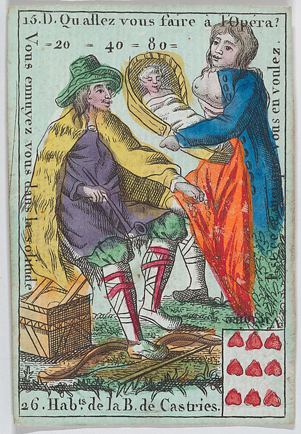Hab.ts de la B. de Castries from playing cards "Jeu d'Or" by Anonymous, French, 18th century, The Metropolitan Museum of Art