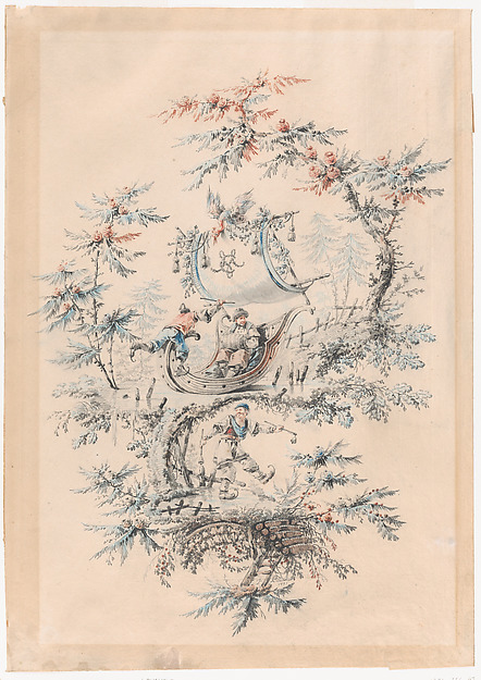 Fantastical Landscape with Exotic PLants, Two Skaters and a Man in an Iceboat
