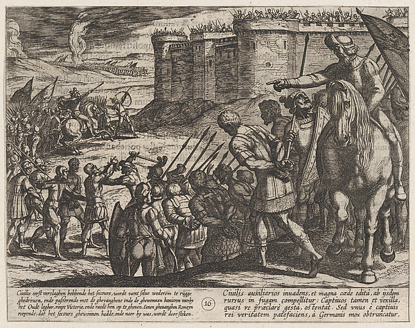 Plate 16: Roman Captives Before the Old Fortress, from The War of the Romans Against the Batavians (Romanorvm et Batavorvm societas)