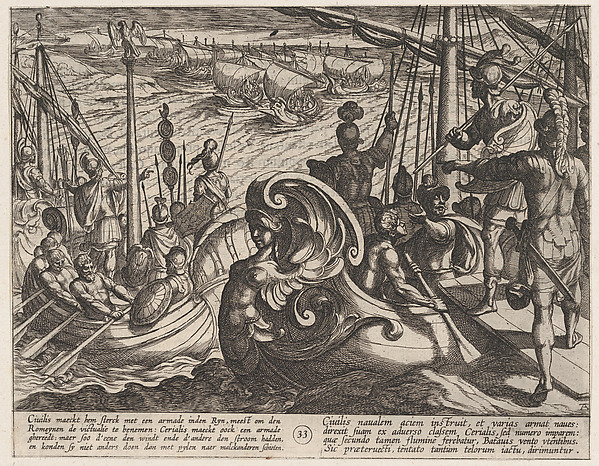 Plate 33: Dutch and Roman Flotillas on the Rhine, from The War of the Romans Against the Batavians (Romanorvm et Batavorvm societas)