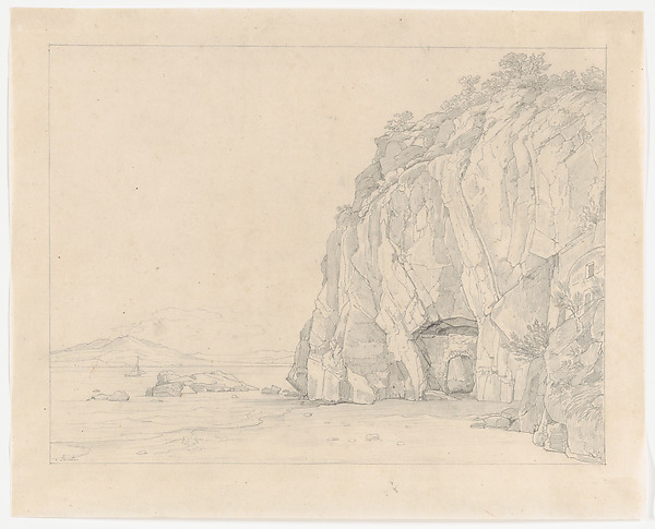A Grotto near Sorrento, with a Distant View of the Vesuvius