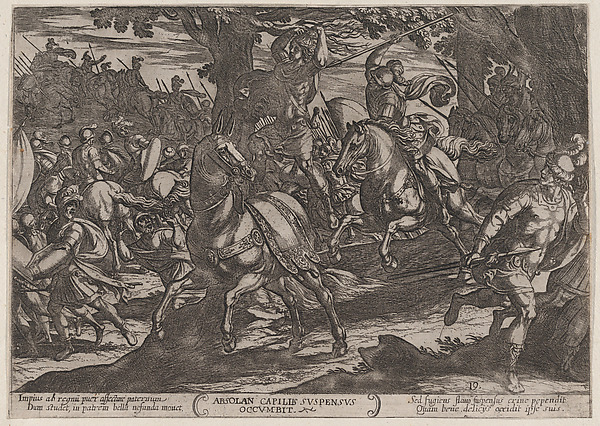 Plate 19: Jacob Killing Absalom, from "The Battles of the Old Testament" by Antonio Tempesta
