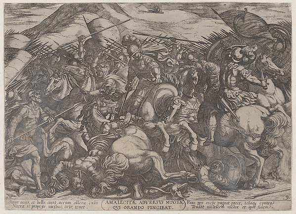Plate 9: The Israelites Battling the Amalekites, from 'The Battles of the Old Testament'