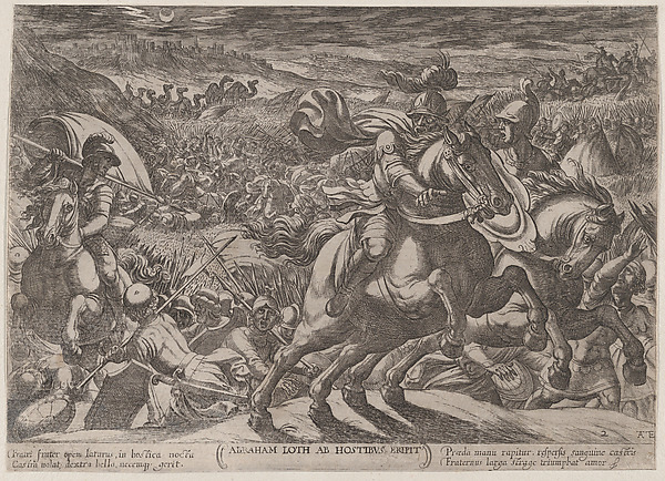 Plate 2: Abraham Liberating His Nephew Lot, from "The Battles of the Old Testament" by Antonio Tempesta