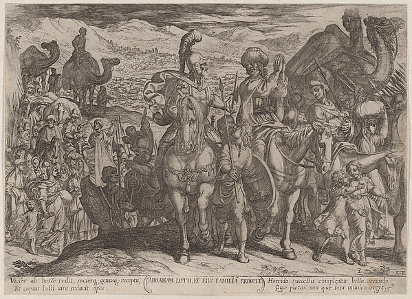 Plate 3: Abraham Taking Lot and His Family to His Own Land, from "The Battles of the Old Testament" by Antonio Tempesta