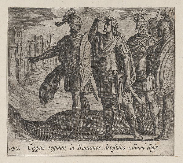 Plate 147: Cipus with his Horns (Cippus regnum in Romanos detestans exilium eligit), from Ovid's 'Metamorphoses'