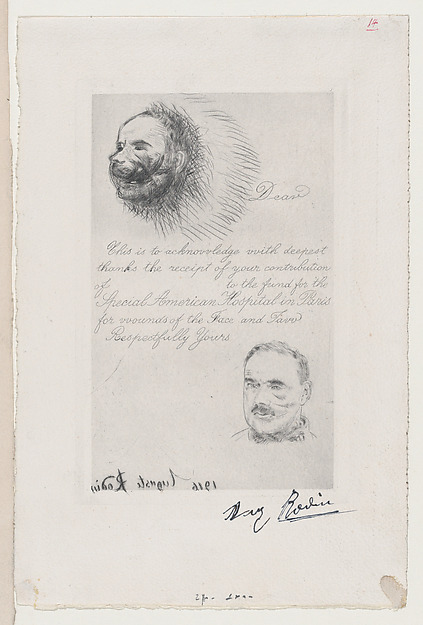 Contribution Receipt of the Special American Hospital in Paris for Wounds of the Face and Jaw