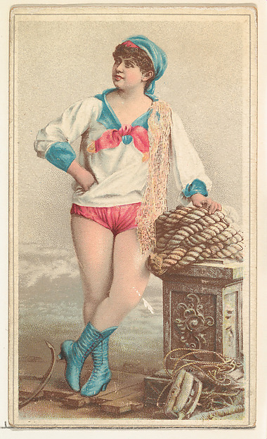 Actress wearing sailor costume with pink bloomers, from Stars of the Stage, Second Series (N130) issued by Duke Sons & Co. to promote Honest Long Cut Tobacco