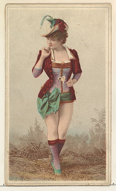 Actress wearing wide green sash with large bow, from Stars of the Stage, Second Series (N130) issued by Duke Sons & Co. to promote Honest Long Cut Tobacco