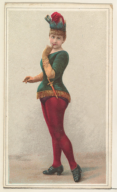 Actress wearing green bodice with dagger, from Stars of the Stage, Second Series (N130) issued by Duke Sons & Co. to promote Honest Long Cut Tobacco