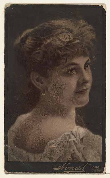 Actress posing in lace-collared bodice, from Stars of the Stage, Third Series (N131) issued by Duke Sons & Co. to promote Honest Long Cut Tobacco