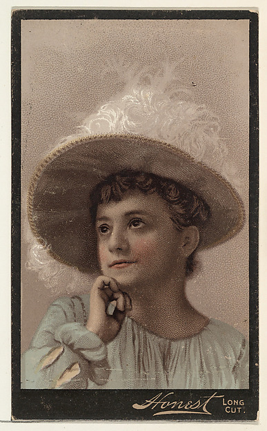 Actress wearing wide-brimmed hat decorated with white feathers, from Stars of the Stage, Third Series (N131) issued by Duke Sons & Co. to promote Honest Long Cut Tobacco