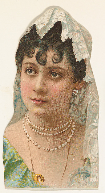 Actress wearing multiple strands of pearls, from Stars of the Stage, Fourth Series (N132) issued by Duke Sons & Co. to promote Honest Long Cut Tobacco