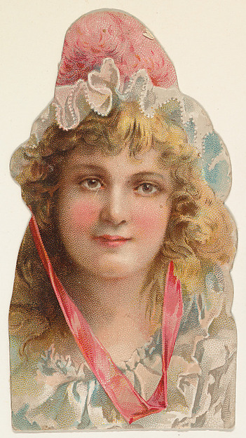 Actress wearing hat with pink feathers and ribbon, from Stars of the Stage, Fourth Series (N132) issued by Duke Sons & Co. to promote Honest Long Cut Tobacco