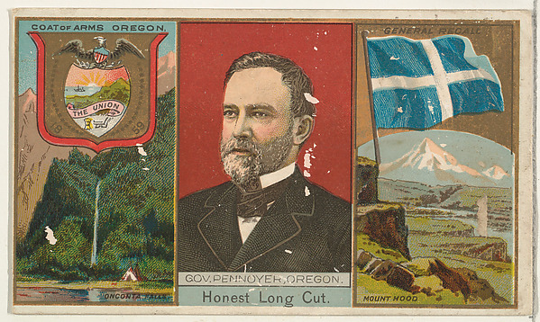 Governor Pennoyer, Oregon, from "Governors, Arms, Etc." series (N133-1), issued by Duke Sons & Co.