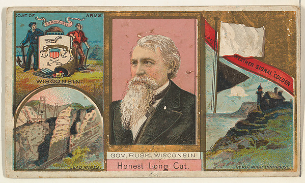 Governor Rusk, Wisconsin, from "Governors, Arms, Etc." series (N133-1), issued by Duke Sons & Co.