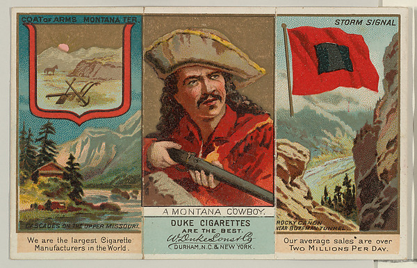 A Montana Cowboy, from "Governors, Arms, Etc." series (N133-2), issued by Duke Sons & Co.