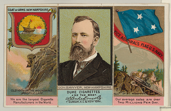 Governor Sawyer, New Hampshire, from "Governors, Arms, Etc." series (N133-2), issued by Duke Sons & Co.