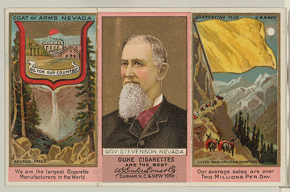 Governor Stevenson, Nevada, from "Governors, Arms, Etc." series (N133-2), issued by Duke Sons & Co.