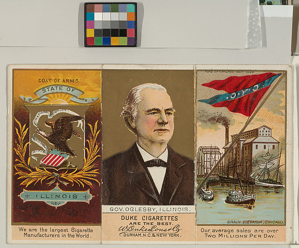 Governor Oglesby, Illinois, from "Governors, Arms, Etc." series (N133-2), issued by Duke Sons & Co.