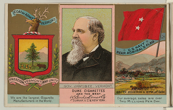 Governor Ormsbee, Vermont, from "Governors, Arms, Etc." series (N133-2), issued by Duke Sons & Co. by W. Duke, Sons & Co., The Metropolitan Museum of Art