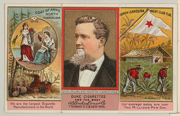 Governor Scales, North Carolina, from "Governors, Arms, Etc." series (N133-2), issued by Duke Sons & Co.