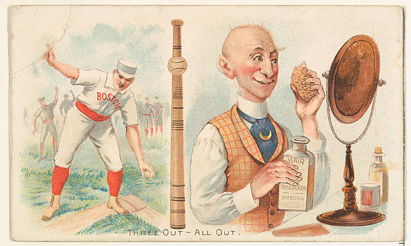 Out- All Out, from the Talk of the Diamond set (N135) issued by Duke Sons & Co., a branch of the American Tobacco Company