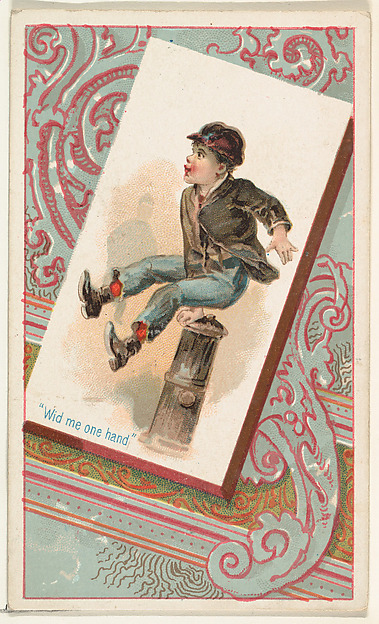 "Wid me one hand," from the Terrors of America set (N136) issued by Duke Sons & Co. to promote Honest Long Cut Tobacco