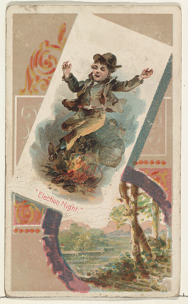 "Election Night," from the Terrors of America set (N136) issued by Duke Sons & Co. to promote Honest Long Cut Tobacco