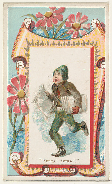 "Extra! Extra!!," from the Terrors of America set (N136) issued by Duke Sons & Co. to promote Honest Long Cut Tobacco